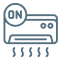 Air conditioner icon with "ON" symbol.