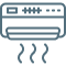 Air conditioner icon with airflow lines.